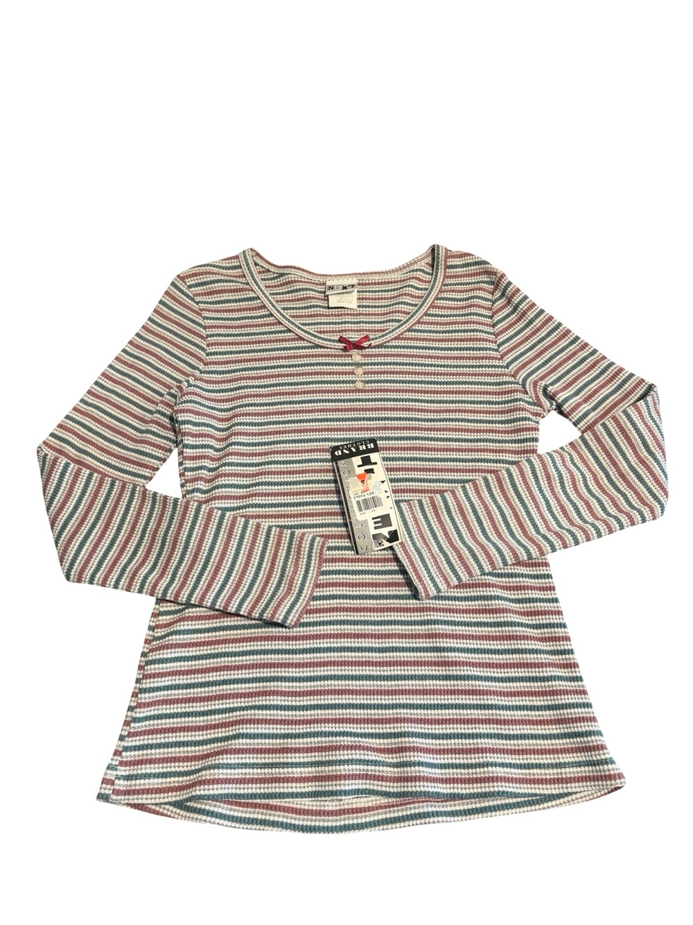 Vintage next it cotton Striped Long Sleeve Top with Bow Detail - Multi